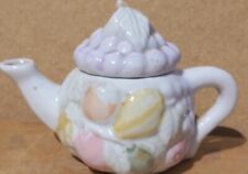 Vintage China Retro TEAPOT Decorative SMALL blue Oriental miniature 3"4" fruit 