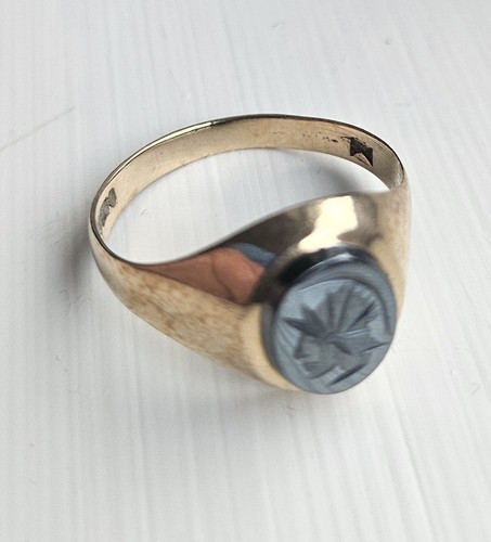 9ct gold signet ring hematite - signet,