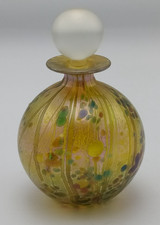 Isle of Wight Glass Perfume Bottle 5" Handcrafted Iridescent Studio Art Glass