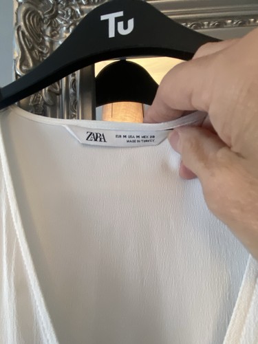 Zara women white neck - white, v-neck