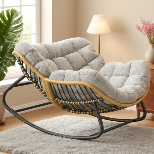 Papasan rocking chair with - rocking,