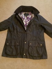 Barbour Womens Beadnell Liberty Lined Wax Jacket Size 16