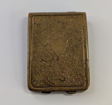 Antique Matchbook Holder Brass With Flip Lid