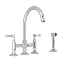 Rohl San Julio Bridge Kitchen Faucet With Side Spray Polished Chrome 