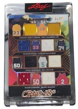 Leaf Crazy8s 17/25 Kareem Wilt Hakeem Ewing NBA Legends Game Used Jersey Card