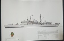 HMS Cardiff, Cleopatra and Cornwall Royal Navy Warship Prints