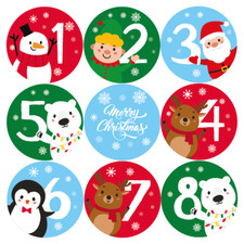 144 Christmas Countdown Advent Number Stickers (30mm)