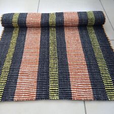 hand made  woollen rug, from plant dyed hand spun yarn 76 x 184 cm