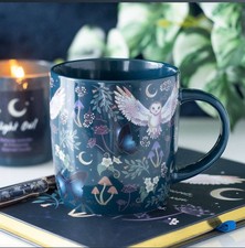 Night Flight Ceramic Mug All Over Print Mystical Owl Tea Coffee Cup 320ml Navy
