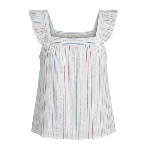 Loft white striped ruffle - loft,