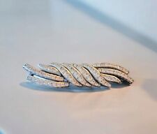 Leslie Davis Vintage BROOCH Art Deco Styled Beautiful Diamante Silver Tone. 