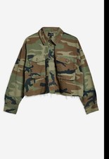 Topshop Women's Demi Camo XS Jacket Army Green Bottom Up