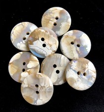 8 Marbled Buttons, Tan, Cream, Pearlescent Colours, 2 Hole, 23mm, Unusual Set #4