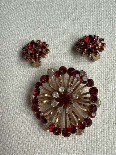 Set vintage red rhinestone - set, of