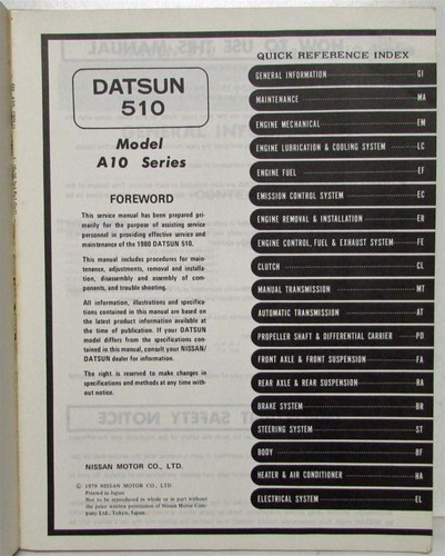 1980 datsun 510 service shop - datsun,