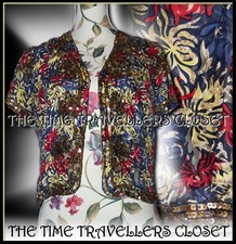 Kate Moss Topshop Embellished Silk Red Yellow Blue Floral Jacket Bolero UK 8 36