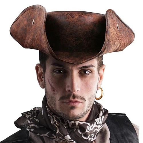Faux leather pirate tricorn - faux,
