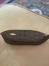 Rare Prisoner Of War POW Treen Inlaid Shoe Snuff Box