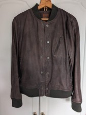 Timberland Men's Leather Bomber Jacket Brown Medium - Brand New