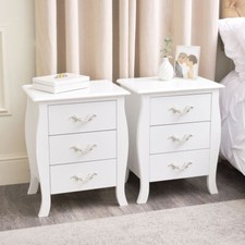 Pair of 3 Drawer Bedside Tables storage bedroom furniture vintage