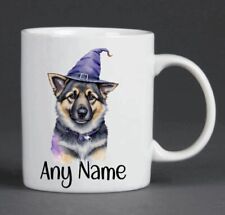 German Shepard GSD Dog Puppy Witch Wizard Purple Halloween Personalised Mug Gift