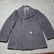 Vintage US Navy Wool Jacket Men Size 38 Blue Pea Coat Named 1940s Uniform