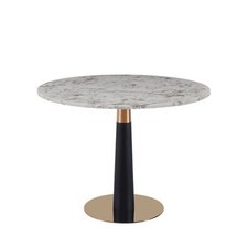 *WAS £360* LUXE DINING TABLE / WHITE / MARBLE / BLACK BASE / ROUND