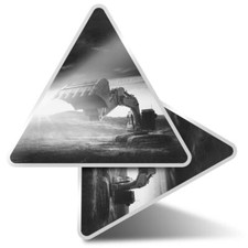 2 x Triangle Stickers  7.5cm - BW - Construction Plant Machinery Digger  #42266