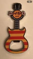 Hard Rock Cafe Barcelona Flag Guitar Magnet Bottle Opener