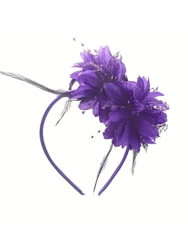 Flower feather hair hat - hair,