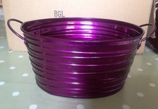 12 PURPLE METAL TIN FLOWER TUB