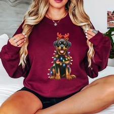 Christmas Rottweiler Dog Reindeer Antlers Womens Sweatshirt Ladies Jumper