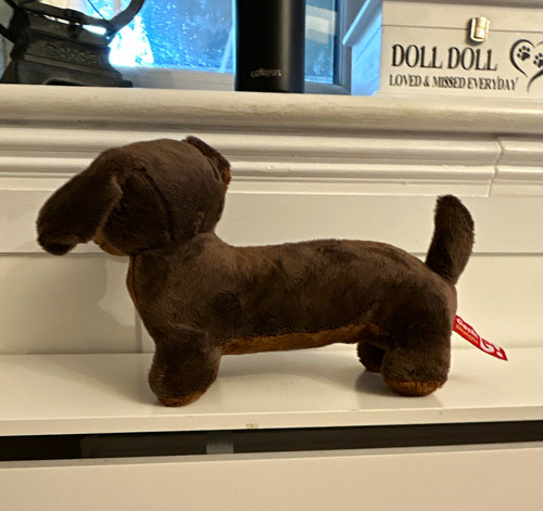 Brown plush dachshund sausage - brown,