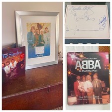 ABBA SIGNED GENUINE AUTOGRAPHS Agnetha Björn Benny Anni-Frid framed signatures