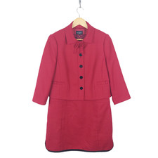 Hobbs Red Wool 2 Piece Suit A Line Dress And Jacket Size 14