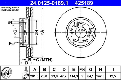 Brake disc ate 0125 - brake,