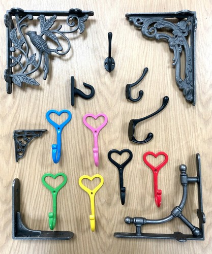 Antique style cast iron hooks - cast,