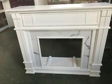 "BLUE ELEPHANT"WHITE /FAUX STONE MEDIA STORAGE FIRE SURROUND & MANTEL