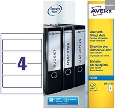 Avery J8171-25 InkJet 4-Per-Sheet 100-Labels for Lever Arch Box File Ring Binder