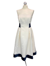 Alfred Sung Ivory & Midnight Satin Fit and Flare Strapless Dress Size 12 Wedding