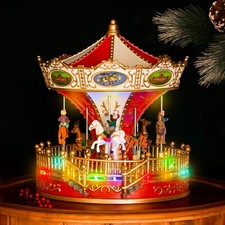 Christmas Carousel Fairground Decoration Light Up LED Musical Xmas Ornament