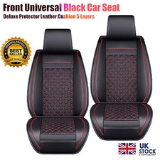 Front Universal Black Car Seat Covers Deluxe Protector Leather Cushion 5 Layers