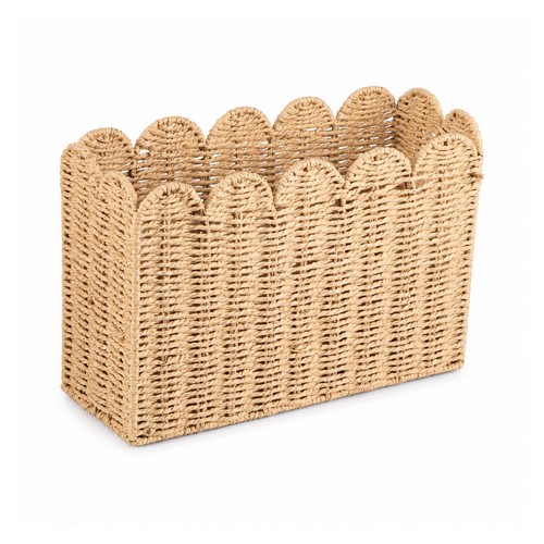 Scalloped woven storage basket - scalloped,