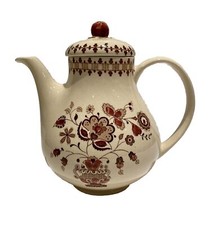 Johnson Brothers Old Granite China Teapot Coffee Pot Cream Brown Floral