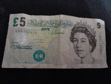 Old 5 Five £ 5 Pound Banknote