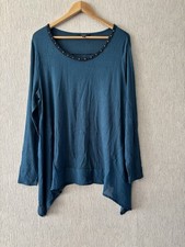 Vera Wang. Fine Knit & Chiffon Green Long Sleeve Jumper. Size XL 14-16