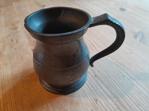 Vintage pewter tankard half - pewter, tankard,