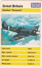 Top Trumps Card aircraft WW2 Hawker Tempest