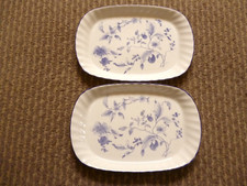 2  X  WEDGWOOD BLUE PLUM PATTERN OBLONG SIDE PLATES / DISHES