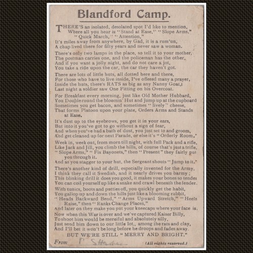 Blandford camp humorous poem - camp,
